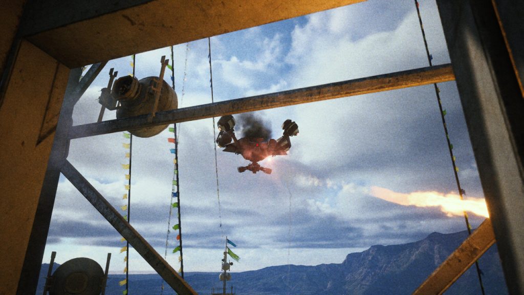 ARC Raiders Ein Rocketeer schießt auf eine Gruppe von Raidern
