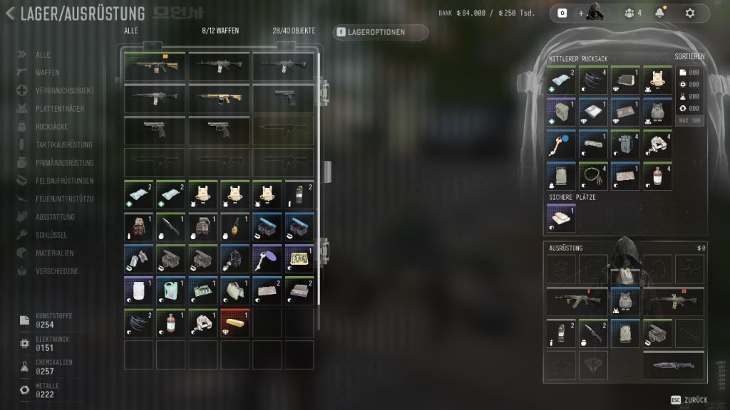 COD MW4 DMZ Lager und Rucksack