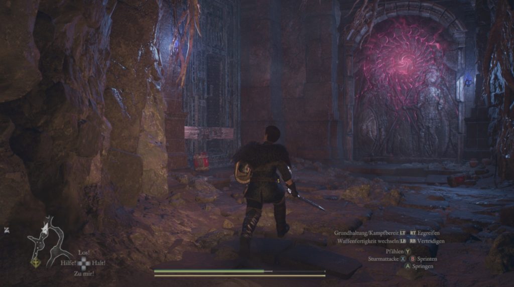 Dragon's Dogma 2: In den neuen Höhlen findet ihr diese Tore, die sich nur nach einem Kampf öffnen lassen.