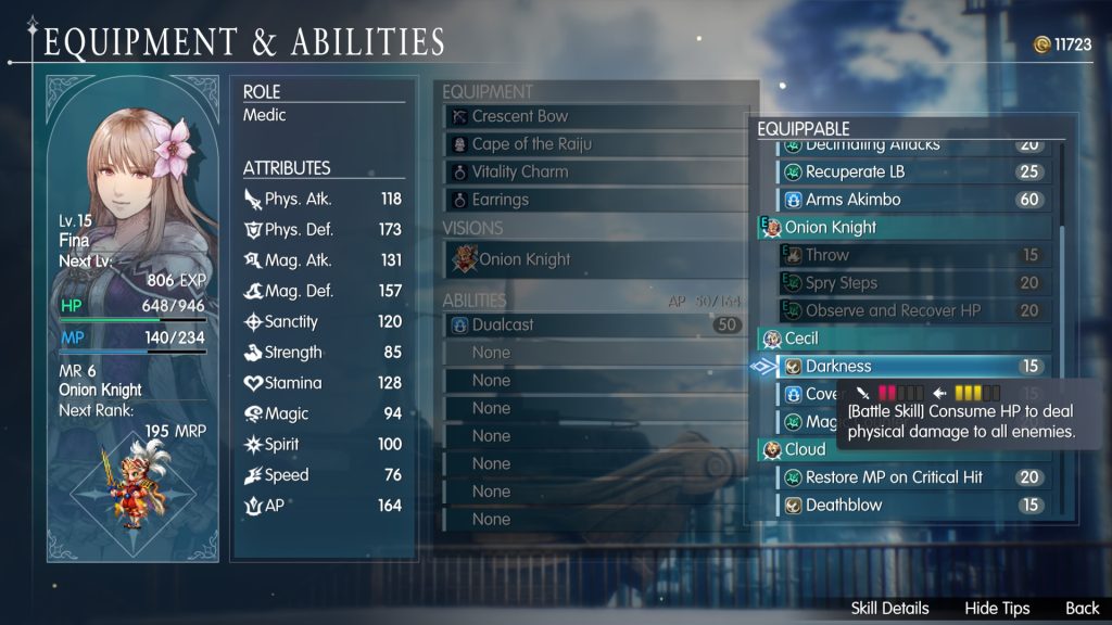 Final Fantasy Resonance Skills and Equipment