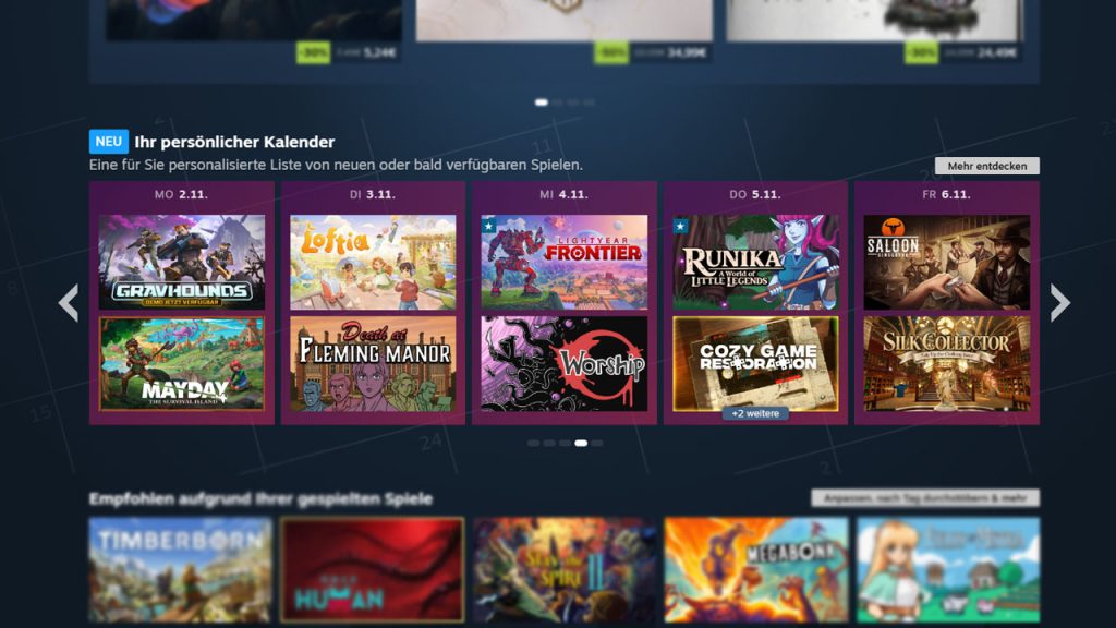 Steam Persönlicher Kalender 1 
