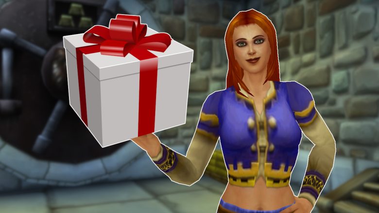 WoW Female Human Holding Present titel title 1280x720